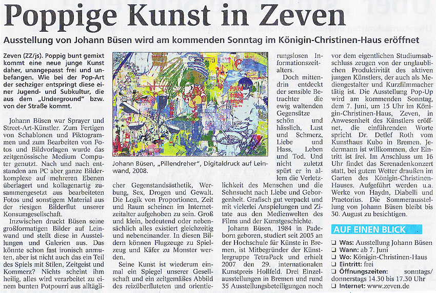 Johann Büsen, Zevener Zeitung