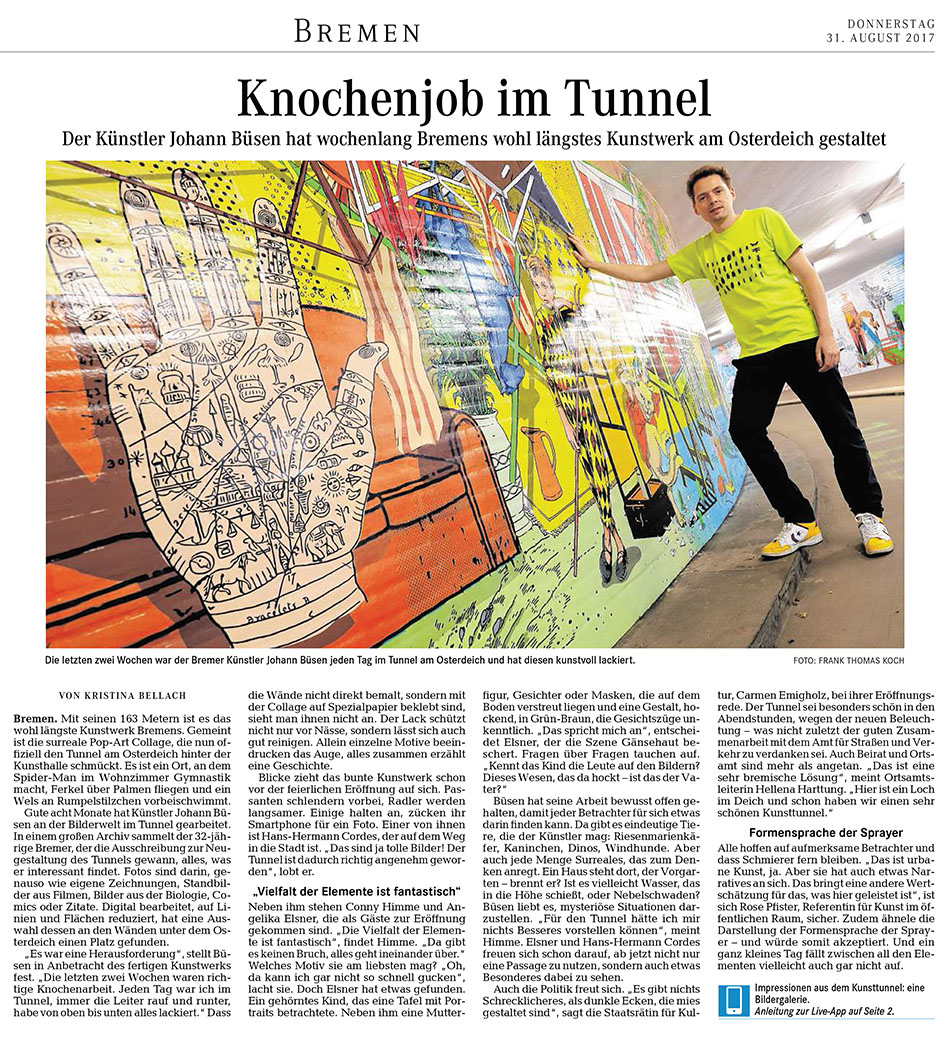 Weser Kurier, Kunsttunnel Bremen, Johann Büsen